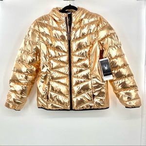 Spyder puffer jacket gold metallic